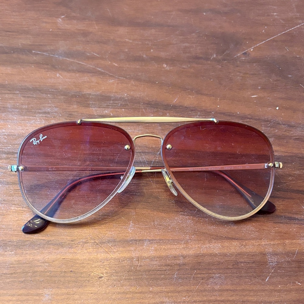 Ray-Ban Gold Frame with Pink Lenses Sunglasses
